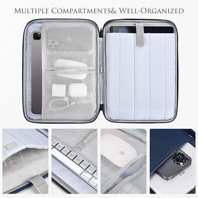 Tablet Sleeve for 13-inch iPad Air 2026 M4 M3 M2, iPad Pro 13-inch M5/M4, Protective Case Sleeve with Accessories Pocket, Carrying Storage Bag, Navy Blue