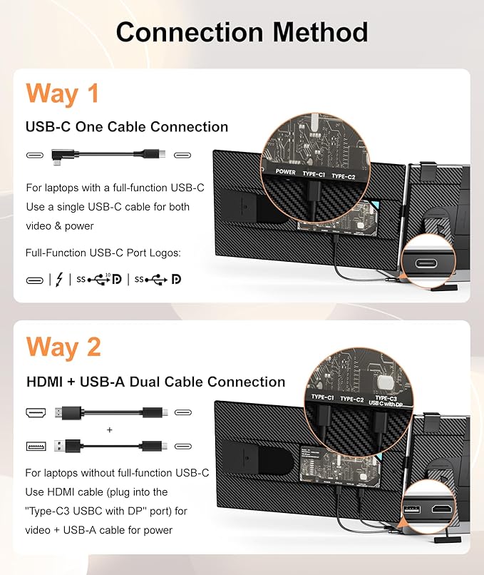 15.6" Laptop Screen Extender, Ultra-Slim FHD 1080P Portable Monitor, Detachable Dual Monitor Travel & Remote Work, Plug and Play for 13"-17.3" Laptops, for Windows/Mac/Android/Chrome