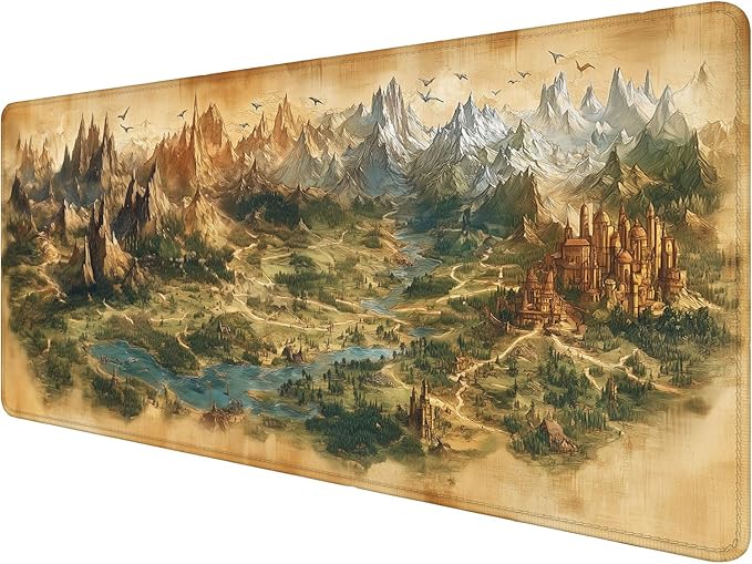 Game Map Gaming Mouse Pad Desk Pad Fantasy Treasure Map Ancient Scroll Mouse Pad Large Mousepad Extended Laptop Keyboard Mat Gaming Desk Pad Mouse Mat Office Computer Keyboard Laptop Home 35.4"x15.7"