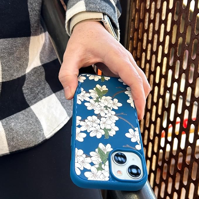 Smartish® iPhone 15 Plus Magnetic Case - Gripmunk Compatible with MagSafe [Lightweight + Protective] Slim/Thin Grip Cover with Microfiber Lining for Apple iPhone 15 Plus - Very Cherry Blossom