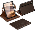 DTTO for iPad mini 7 (A17 Pro) Case, iPad mini 7th / 6th Generation Case (2024/2021), 360 Degree Rotating Premium Leather Folio Stand Cover with Pencil Holder, Dark Brown
