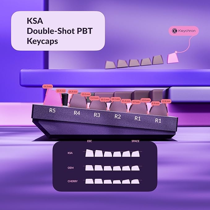 Keychron Q6 Pro Full-Size Wireless Bluetooth Mechanical Keyboard, Full Aluminum, Hot-Swappable Keychron Super Brown Switch, Launcher Programmable, NKRO Knob, KSA PBT Keycaps, Mac/Win/Linux - Purple