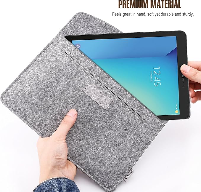 MoKo 9-11 Inch Felt Tablet Sleeve Bag Carrying Case Fits with Tab S8/S9 11", iPad Pro 11 inch, iPad 10th Gen 10.9, iPad 9/8/7th 10.2, iPad Air 5/4th 10.9, iPad Air 3 10.5, iPad 9.7 - Light Gray