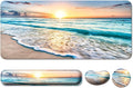 Keyboard Wrist Rest + Mouse Pad with Wrist Support + Desk Mat + Coaster 4 in 1 Set, XXL Large Gaming Mousepad Cute Ergonomic Mouse Pads for Desk Computer Laptop Office Decor-Beach