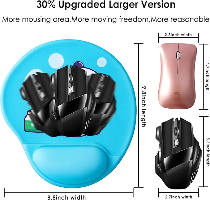 Ergonomic Mouse Pad with Wrist Support,Cute Mouse Pads with Wrist Rest,Comfortable Mouse Pad for Home Office Gaming Working Computers Laptop,Pain Relief with Non-Slip PU Base (Bubble Panda)
