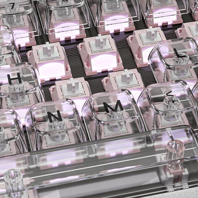 DRAOZA Kailh Butterfly Pink Keyboard Switches,Full POM Pre-lubed Linear RGB LED 5 Pin Switches for MX Mechanical Keyboard(10PCS)