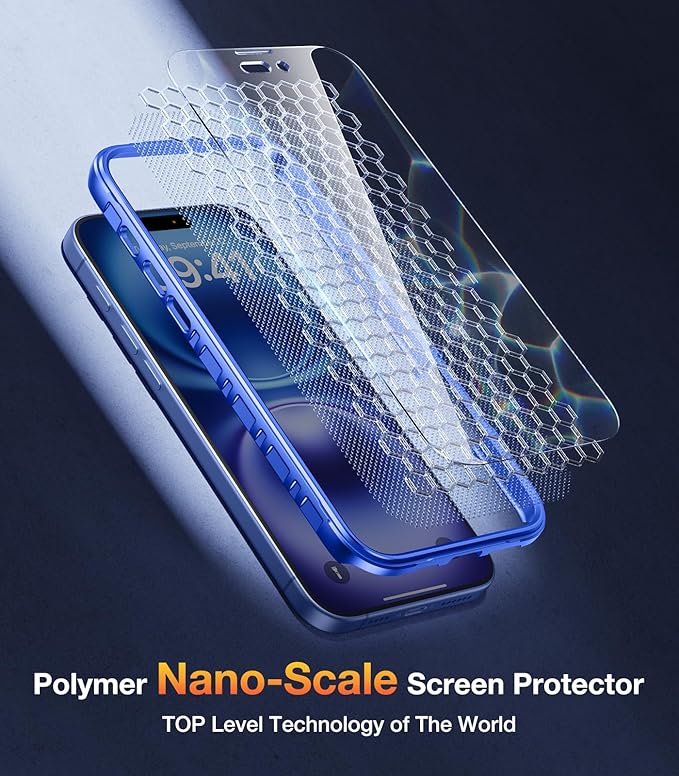 Diaclara Designed for iPhone 16 Case, Full Body Rugged Case with Built-in Touch Sensitive Anti-Scratch Screen Protector, Upgraded [Full Camera Protection] for iPhone 16 6.1" (Ultramarine) Blue