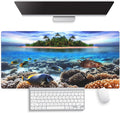 Large Gaming Mouse Pad (31.5" x 15.8") - Tropical Island Underwater Paradise Marine Life Sea Turtle A Coral Reef Adventure, Extra XXL Office Accessories, Premium Stitched Anti-Slip Desk Mat
