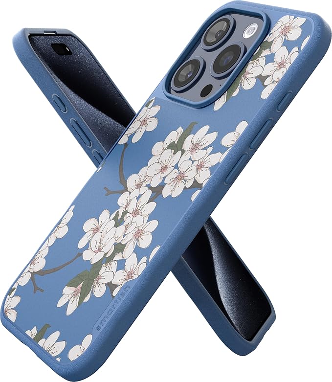 Smartish® iPhone 15 Pro Magnetic Case - Gripmunk Compatible with MagSafe [Lightweight + Protective] Slim/Thin Grip Cover with Microfiber Lining for Apple iPhone 15 Pro - Very Cherry Blossom