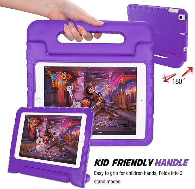 ProCase Kids Case for iPad 9th Generation/iPad 8/iPad 7, iPad 10.2 Case 2021 2020 2019/iPad Air 10.5/iPad Pro 10.5 Kids Case, Shockproof Lightweight Case with Convertible Handle -Purple