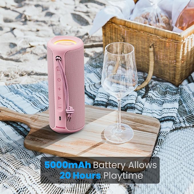 MIATONE Bluetooth Speakers 36W TWS Portable Speaker with Stereo Sound Bass, Bluetooth 5.3 Wireless USB Type C Outdoor Festival Gifts for Mom (Pink)