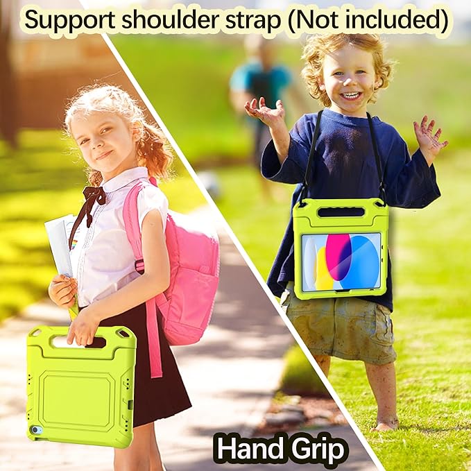 YIHE Kids Case for iPad (A16) 11th Generation 11 Inch 2025 & iPad 10th Generation 10.9 inch 2022, with Built-in Screen Protector and Handle Stand, Full Body Shockproof Protective Cover, LightYellow