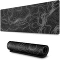 AQQA Topographic Gaming Mouse Pad XL - (31.5 x 11.8 in) Large Black and White Desk Mat, Extended Contour Line Mousepad with Non-Slip Rubber Base, Waterproof Stitched Edges for Office & Home