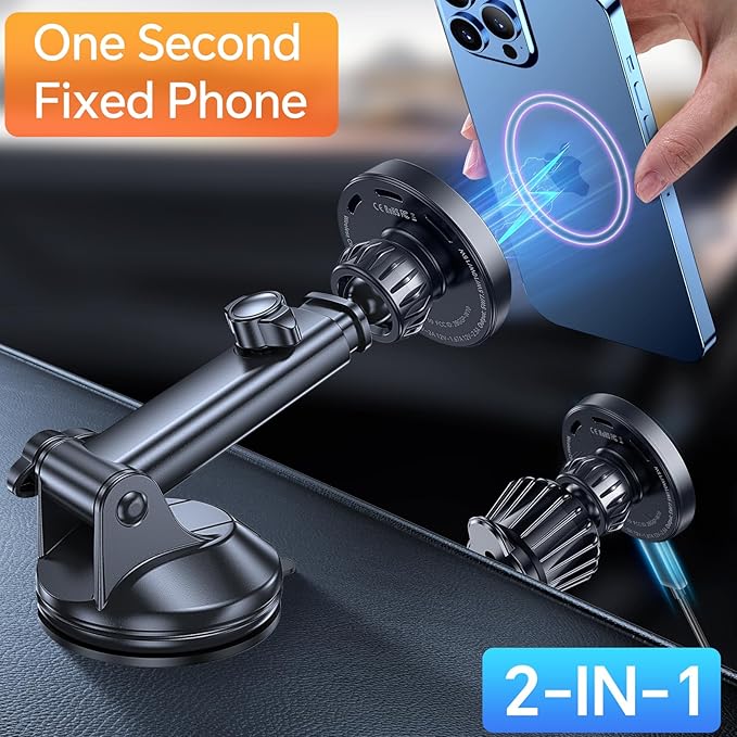 Coolpow for MagSafe Car Mount Charger【Ultra Magnet】Magnetic Phone Holders for Your Car Charger Magnetic Wireless Car Phone Holder Charger Car Accessories Mothers Gifts for iPhone 17 16 15 Speakerphone