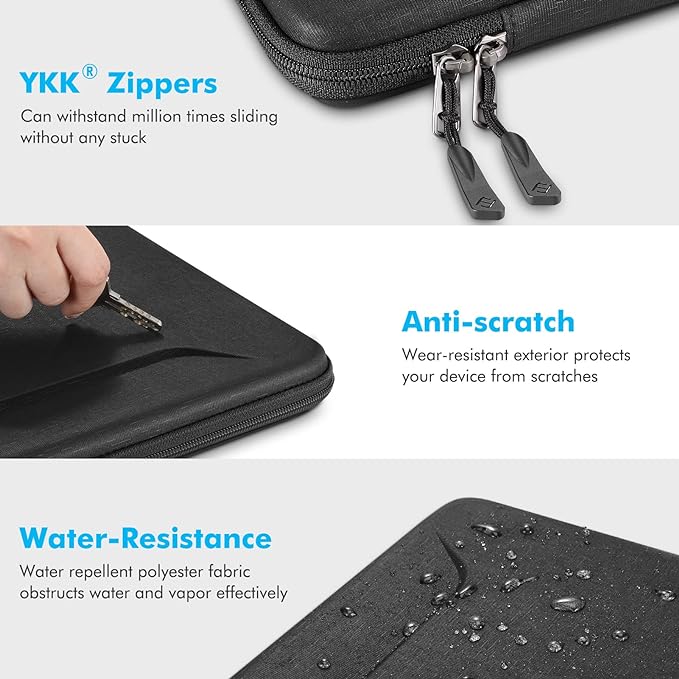 Fintie Sleeve Case for MacBook Pro 16, Air/Pro 15, 15" Surface Laptop – Sturdy Portable Monitor & Laptop Case, Shockproof EVA Bag with Pockets for Up to 15.6" HP Lenovo Dell Acer Samsung, Black