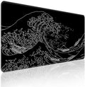BZU Japanese Sea Wave Extended Big Mouse Pad Large,XL Gaming Mouse Pad Desk Pad,31.5x11.8inch Long Computer Keyboard Mouse Mat Mousepad with 3mm Non-Slip Base and Stitched Edge for Home Office Work
