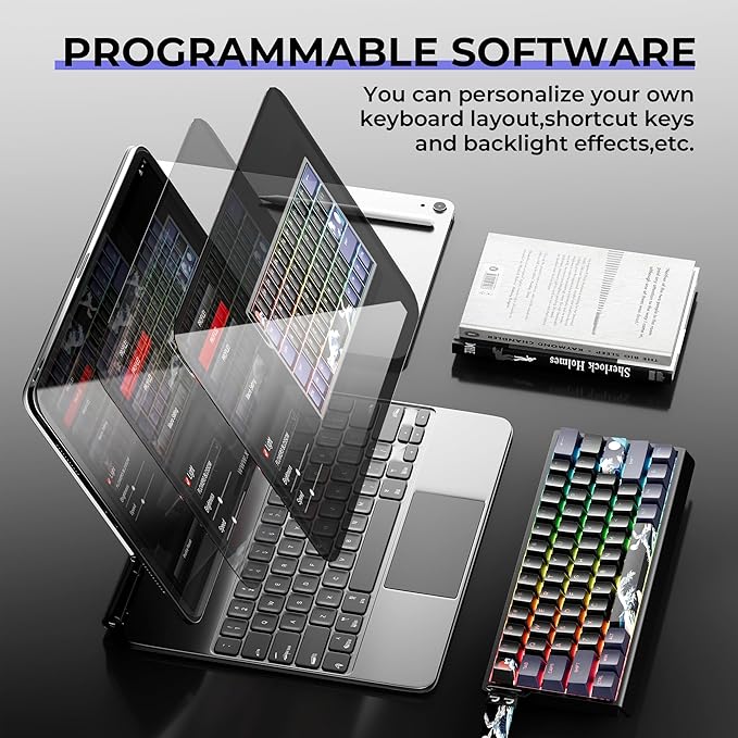 HITIME x XVX 60% Percent Keyboard with Strap, H61 Wired Aluminum Gaming Keyboard, Hot Swappable, Kanagawa Anime PBT Keycaps, RGB Backlit, Cherry Profile, Sound Absorbing Pads, Creamy Linear Switch
