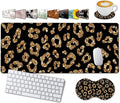 Large Gaming Mouse Pad, 31.5x11.8 in Extended Computer Mouse Mat with Non-Slip PU Base, Ergonomic Memory Foam Keyboard Wrist Rest,for Work Gaming, Rose Gold Glitter Psalm 465 Black Office Desk Pad
