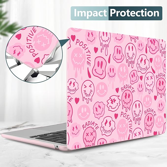 DONGKE Compatible with M5 MacBook Air 15 inch Case 2026 2025-2023 A3448 A3241 A3114 A2941 M4 M3 M2 Liquid Retina Display Touch ID, Protective Hard Shell Cover & Keyboard Skin - Melting Faces