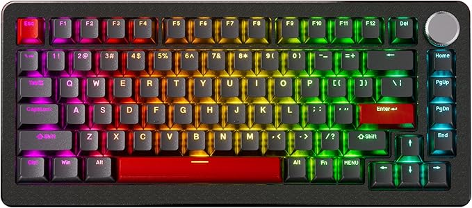 DrunkDeer A75 Pro Magnetic Switch Keyboard Rapid Trigger Mechanical Gaming Keyboard Adjustable Actuation Hall Switches PBT Keycap RGB Compact TKL 82Keys USB Wired with Knob