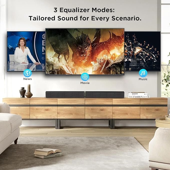 MZEIBO Sound Bar for Smart TV，80W Bluetooth Soundbar 2-in-1 Detachable TV Speaker with Bluetooth 5.0/ARC/Optical/AUX, Home Theater Surround Sound System for TVs