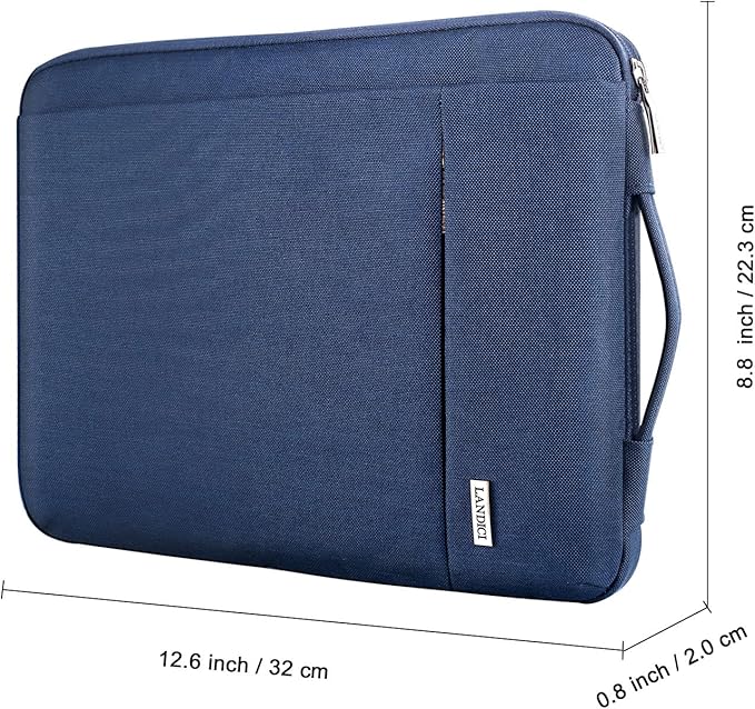 LANDICI 360° Protective Laptop Sleeve 11.6 Inch for Surface Pro 7 8 9/Laptop Go 2 3, MacBook Air 11, Small Computer Bag Carrying Case for 11-12 Inch Chromebook, Slim, Shockproof, Waterproof, Blue