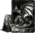 for Amazon Kindle Fire HD 8 (8th/7th/6th Generation, 2018/2017/2016 Release) 8" Tablet Case, Slim Kickstand Stand Leather Smart Cover with Auto Wake/Sleep, Gray Dragon
