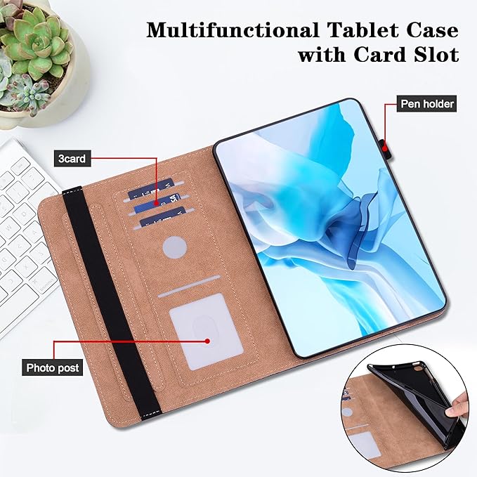 Case for iPad Pro 12.9-Inch 2022/2021/2020/2018 (6th/5th/4th/3rd Generation) with Pen Holder & Card Slots, Premium PU Leather Flip Folio Kickstand Case - Gradation