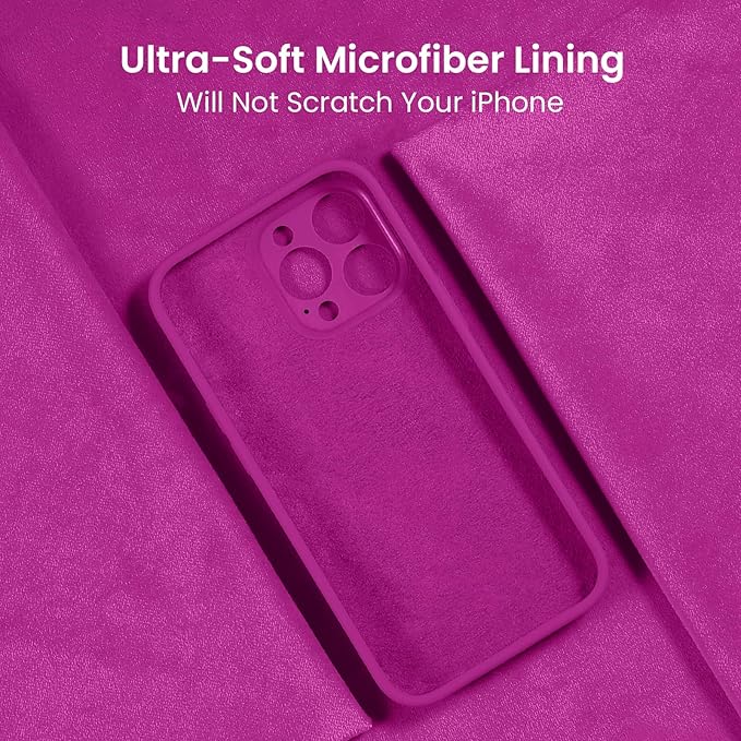 FireNova Designed for iPhone 16 Pro Case, Silicone Upgraded [Camera Protection] Phone Case, Soft Anti-Scratch Microfiber Lining Inside, 2024, Dark Fuchsia