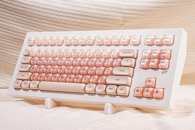ZORNHER CG870 Foundation Mechanical Keyboard,80% Pink Creamy Keyboard Wireless,Gaming Keyboard Cute,Jelly MOA Profile Round Keycaps,Creamy Sounding Linear Switches,PC Gaming