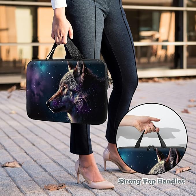 Laptop Sleeve Case Bag 13 inch, Magic Wolf Slim Carrying Case Durable Handbag Travel Laptop Bag for 13 inch MacBook Air M3/M2/Pro M2/ 13" iPad Pro/Air M4/M2 2024