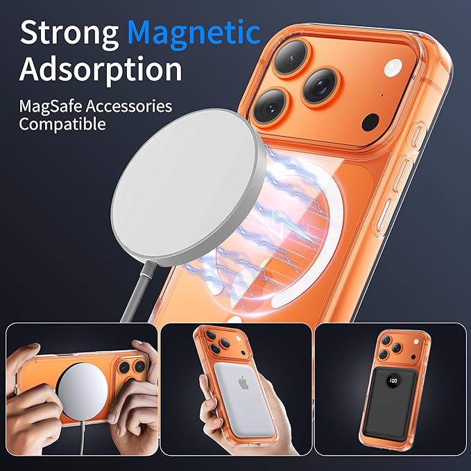 for iPhone 17 Pro Max case with Camera Lens Protector [10Ft Military-Grade Protection] Compatible with MagSafe Shockproof Slim Thin Cover case for iPhone 17 Pro Max 6.9 inch, Translucent