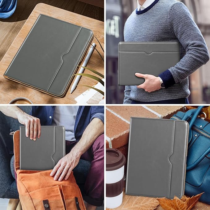 DTTO for iPad Pro 12.9 6th / 5th / 4th / 3rd Generation Case 2022/2021/2020/2018, Leather Folio Stand Cover with Built-in Apple Pencil Holder -Auto Wake/Sleep and Multi Viewing Angles, Grey