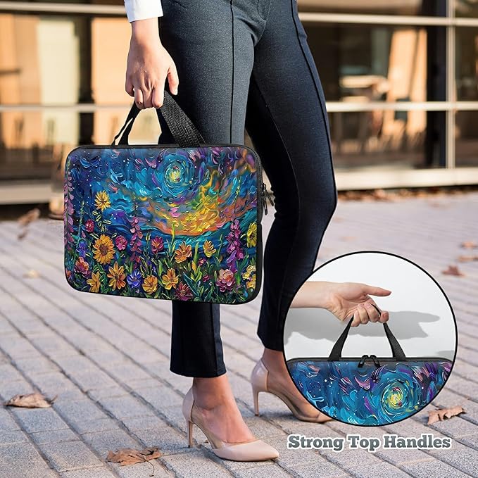 Laptop Sleeve Case Bag 15 inch, Watercolor Garden Flowers Slim Carrying Case Handbag Travel Laptop Bag for 15 inch MacBook Air M3/M2/15 Pro/Surface Laptop 7/6/5/4/3/ Dell XPS 15 Plus