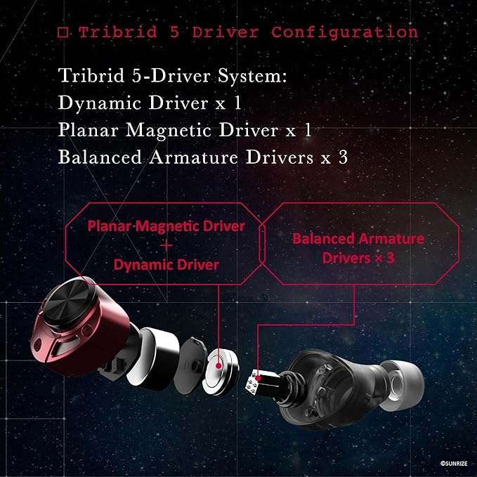 AVIOT TE-ZX1 Wireless Earbuds - World's First 5-Driver Tribrid System, High-Resolution Audio, LDAC Technology, Hybrid Noise-Cancelling, Cowboy Bebop Edition, Waterproof IPX4 (TE-ZX1-US1)