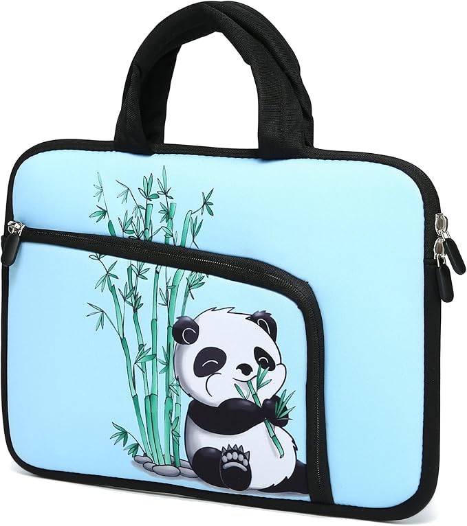 11 11.6 12 12.1 12.5 inches Laptop Sleeve Chromebook Case Ultrabook Case Notebook Sleeve PC Messenger Bag Tablet Case Neoprene Handle Sleeve for Adult Men Women, Two Pockets (Cute Panda)