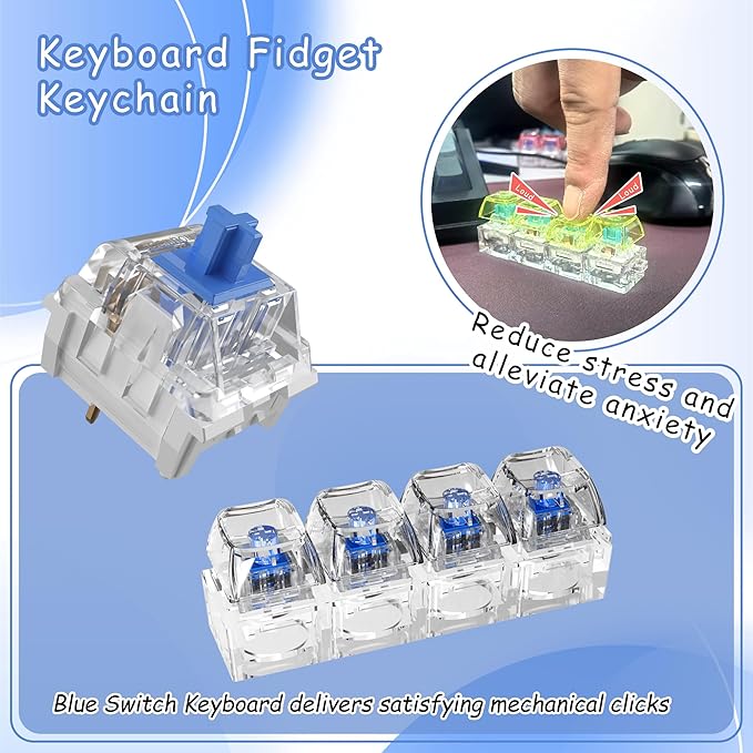 Zhouwang 72PCS Blue Clicky Mechanical Keyboard Switches,3-Pin Hot-Swappable Pre-Lubricated Switch with 2 Kailh Switches,Crisp Click Sound for Gaming Keyboards & 3D Print Accessories