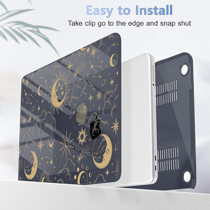 Tuiklol for 2026 MacBook Neo 13 Inch A18 Pro Chip Case, (Model A3404) Anti-Scratch Anti-Drop Slim Hard PC Shell Case with Shockproof Protective MacBook Neo Laptop Cover, Moons and Stars