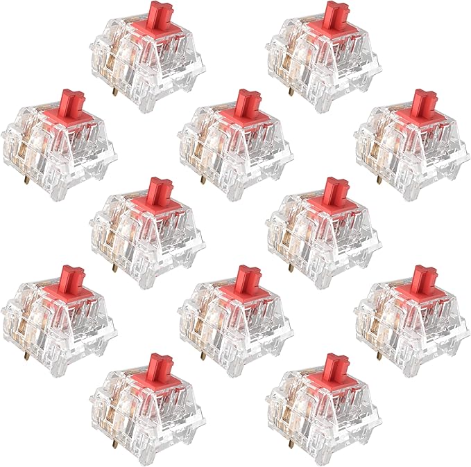 Zhouwang Burgundy Switch Mechanical Keyboard Replacement,3 Pin Linear/Accurate Typing/Dustproof/RGB Transparent Gaming Keyboard Switches(90Pcs)