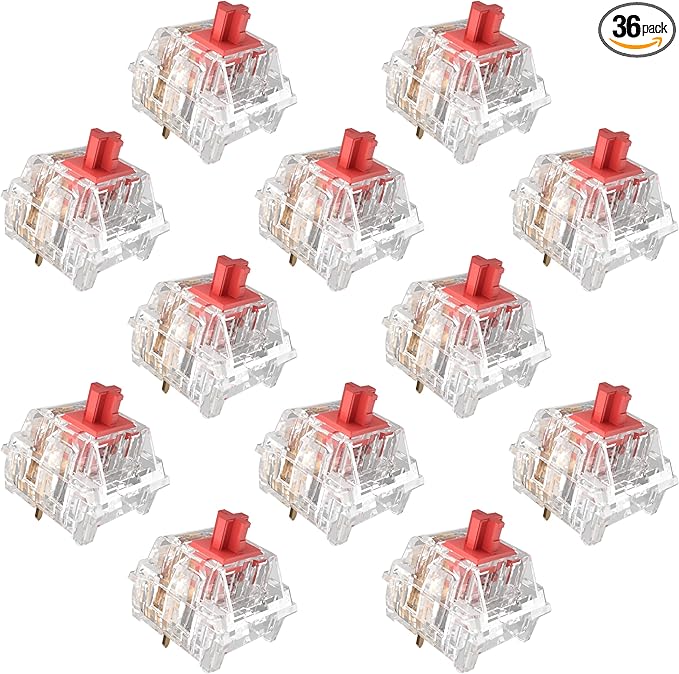 Zhouwang Burgundy Switch Mechanical Keyboard Replacement,3 Pin Linear/Accurate Typing/Dustproof/RGB Transparent Gaming Keyboard Switches(36Pcs)