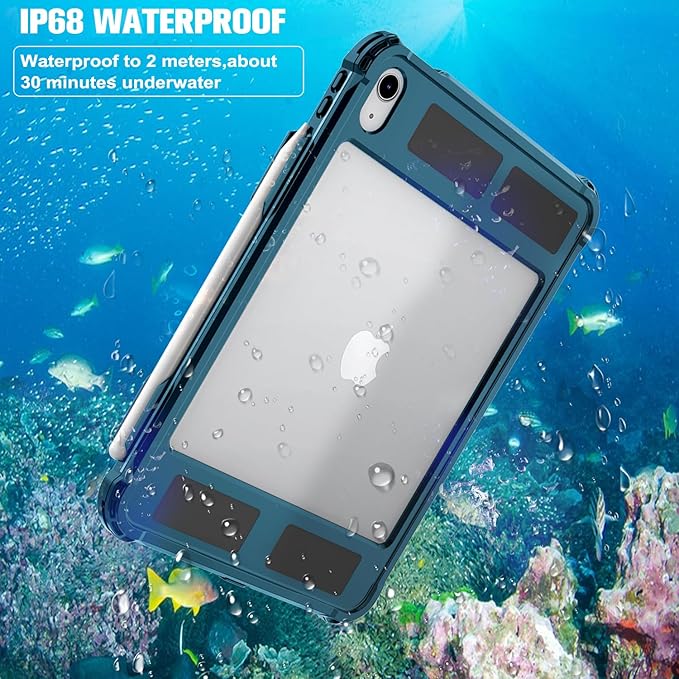 Table Waterproof Case Compatible with iPad (A16) 11th 2025/10th Gen 10.9 inch, Shockproof Drop Proof Full Body Cover Built-in Screen Protector, Pencil Holder, Stand, Shoulder Strap Teal
