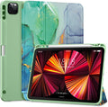 DTTO for iPad Pro 11 inch 4th/3rd/2nd/1st Generation 2022/2021/2020/2018 Case, Smart Slim Trifold Stand Soft TPU Back Cover with Built-in Pencil Holder, Also Fit iPad Air 5/4,Marble Green