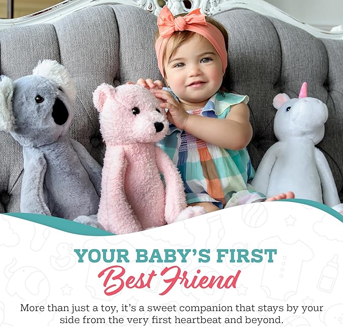My Baby’s Heartbeat Bear, 20 Second Re-Recordable Digital Voice Recorder Plush Keepsake for Baby’s Heartbeat Memory, Pregnancy Keepsake (Not a Medical Device), Vintage Buck