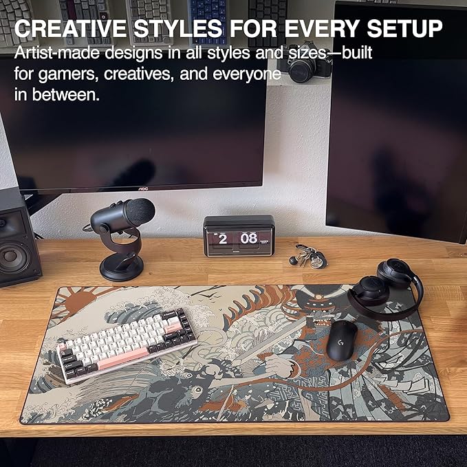 MPCO. Original Large Gaming Desk Mat – 36" x 17" Duraglyde Masterpiece Shogun Full Desk Mouse Pad for Smooth Precision – Non-Slip, Washable Extra-Large PC Mouse Pad for Gaming Sessions
