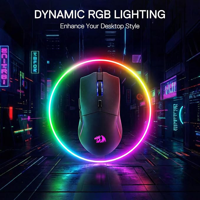 Redragon M730 PRO Wireless RGB Gaming Mouse, 3-Mode Lightweight Optical Mouse with 5 Programmable Buttons, 10000 DPI, Software Supports DIY Keybinds for PC Computer Windows Mac Laptop, Black