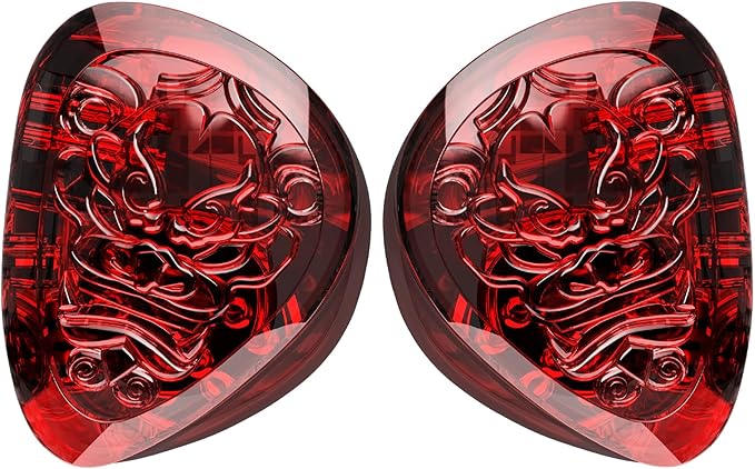 TANGZU Wan'er S.G II Red Lion in Ear Monitor, Gaming IEM Earphones, HiFi Wired Earphones with Silicone Headphone Organizer, Tang Sancai Wide Bore Eartips, Sonic Eartips (Red, 3.5mm with Mic)