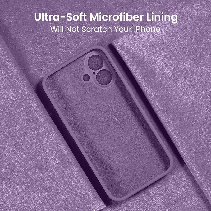 FireNova Designed for iPhone 16 Case, Silicone Upgraded [Camera Protection] Phone Case, Soft Anti-Scratch Microfiber Lining Inside, 6.1 inch, Light Purple