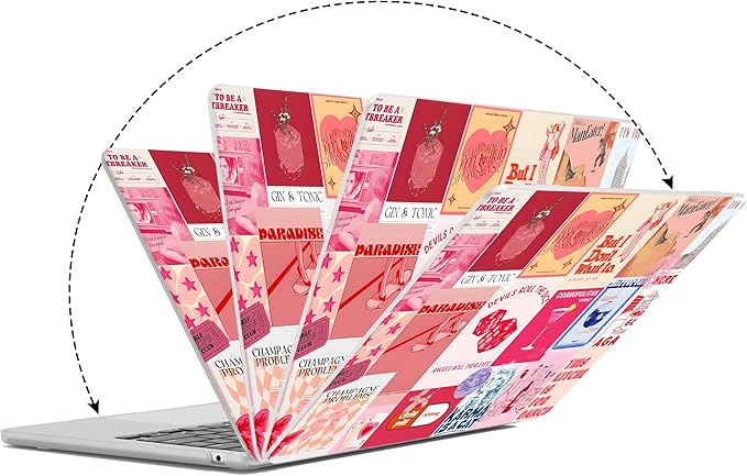 G JGOO Compatible with MacBook Air 13 inch Case 2026 2025-2022 M5 A3449 M4 A3240 M3 A3113 M2 A2681, Plastic Hard Shell for MacBook Air 13.6 inch Case+Keyboard Cover+Screen Protector, Red Collage