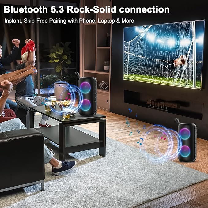 Bluetooth Speaker, 2026 NEW Speakers Bluetooth Wireless, 24W Super Loud,TWS Pairing, 360°HD Colorful RGB Lights, IPX7 Waterproof, Portable Speaker, 12H Playtime, HD Call for Outdoor/Home/Party/Beach