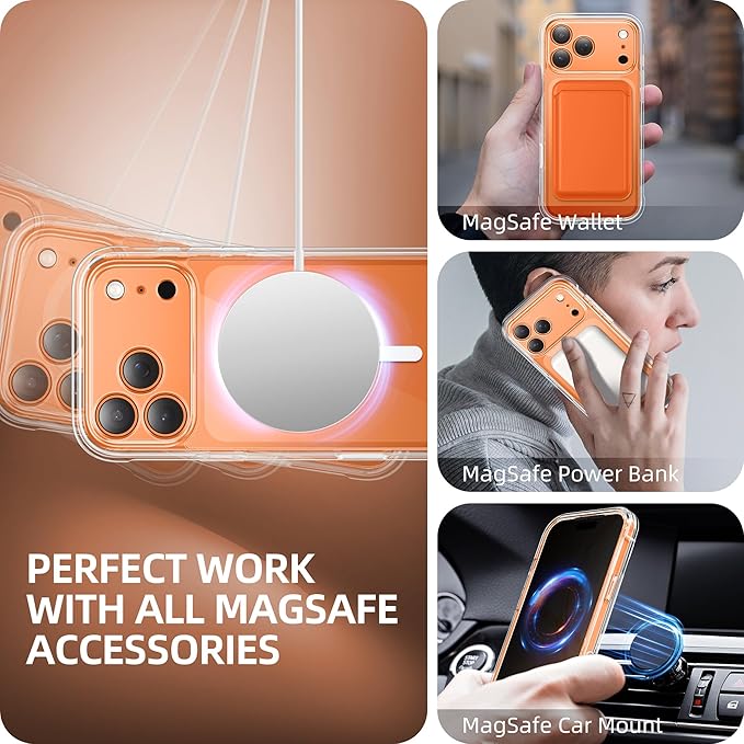 BERFY for iPhone 17 Pro Case, Compatible with MagSafe, Built-in Privacy Screen Protector, Camera Protection, Shockproof Full Body Phone Case 6.3", Clear